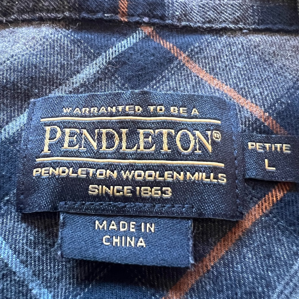 Pendleton Shirt Mens Large Petite Flannel Casual … - image 2